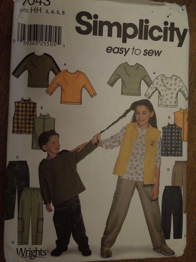 Simplicity 7043, sale, childrens, separates, sewing pattern