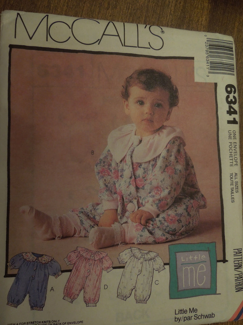 McCalls 6341, Bablies, Infants Clothing, UNCUT sewing pattern