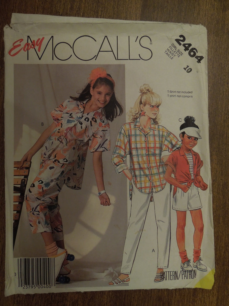 McCalls 2464, Girls Shirts, Pants, Shorts, UNCUT sewing pattern