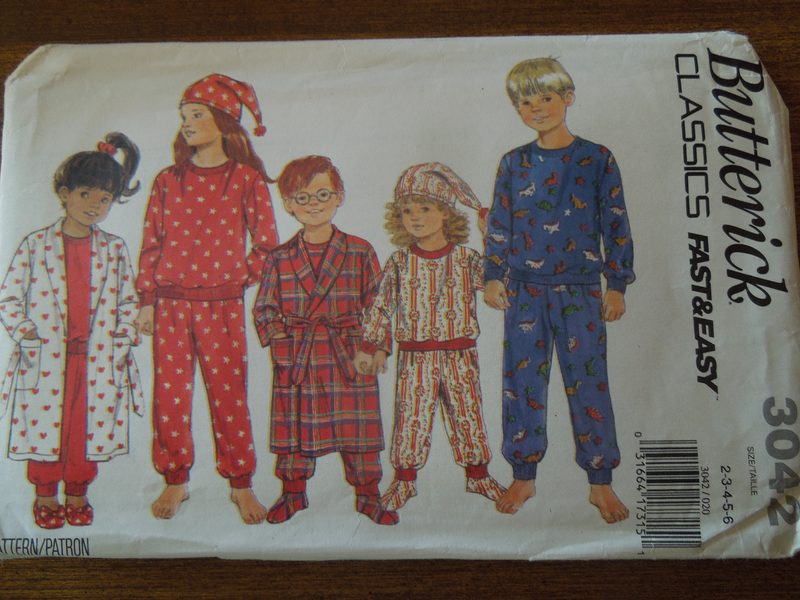 Butterick 3042, sizes 2 to 5, childrens, pajamas, robe,  Cut or Uncut sewing pattern