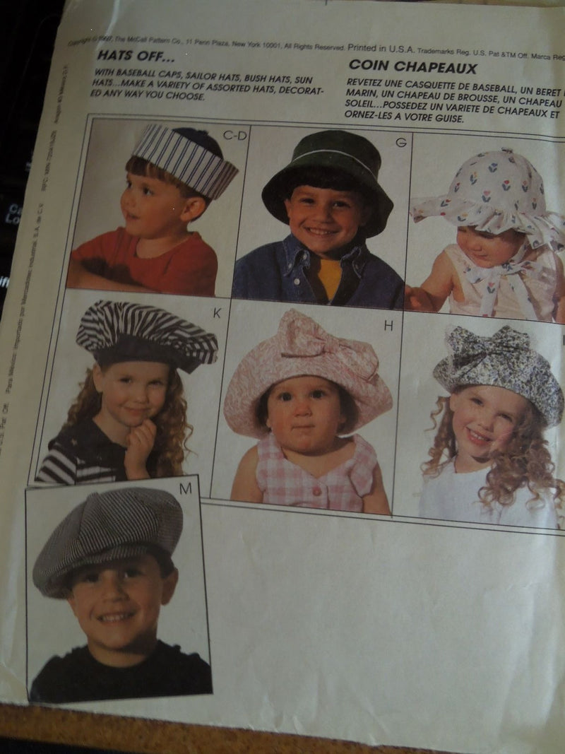 McCalls 9047, Childrens, Hats, Caps, UNCUT Sewing Pattern