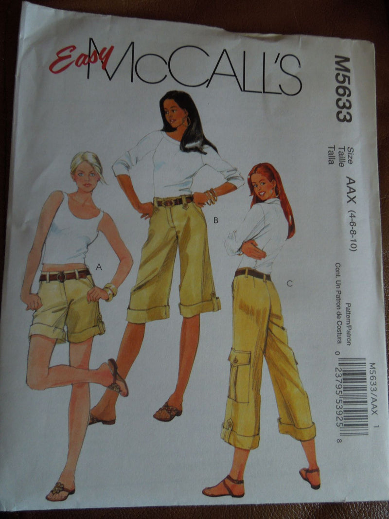 McCalls M5633, Misses Pants, Shorts, UNCUT sewing pattern