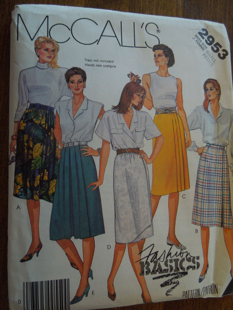 McCalls 2953, Misses Skirts, Wrap Style,  Uncut Sewing Pattern