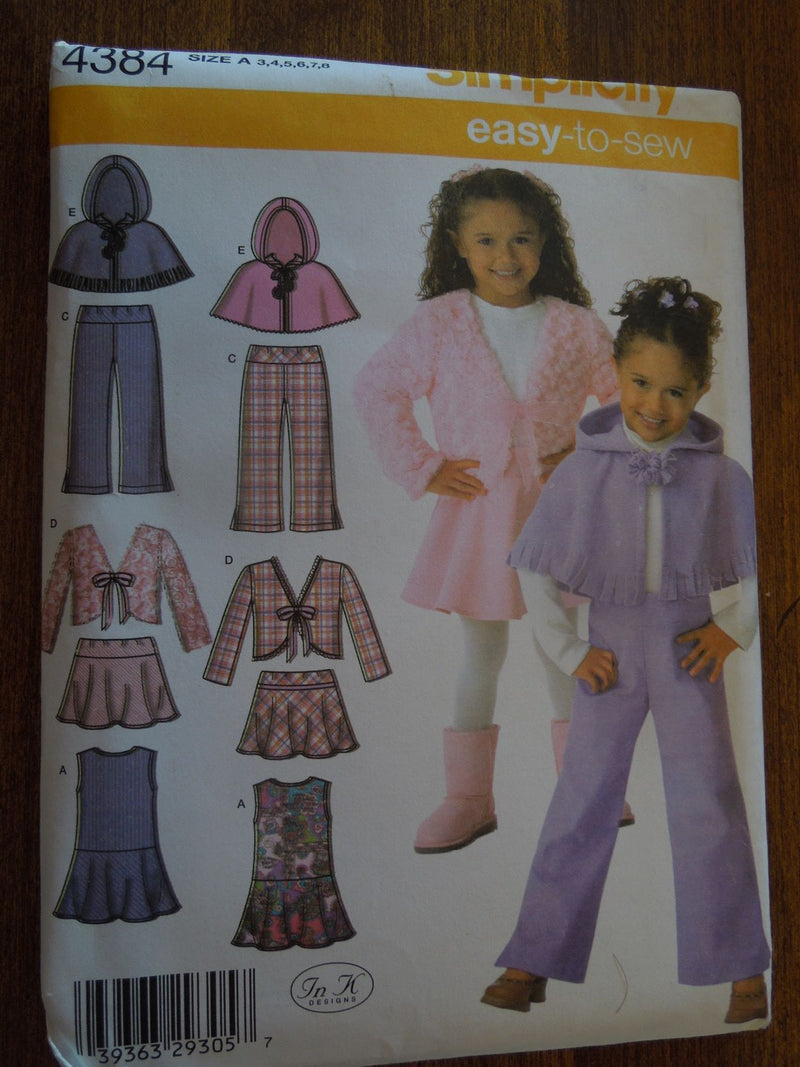 Simplicity 4384, Girls, Separates, Uncut sewing pattern, sizes 3 to 8