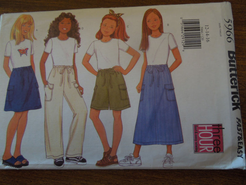 Butterick 5966, Girls, Separates, Uncut Sewing Pattern, Sizes 12 to 16