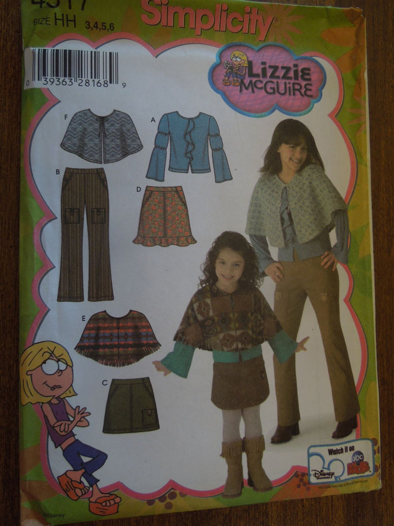 Simplicity 4517, Girls, Separates,  Uncut Sewing Pattern, sizes 3 to 6