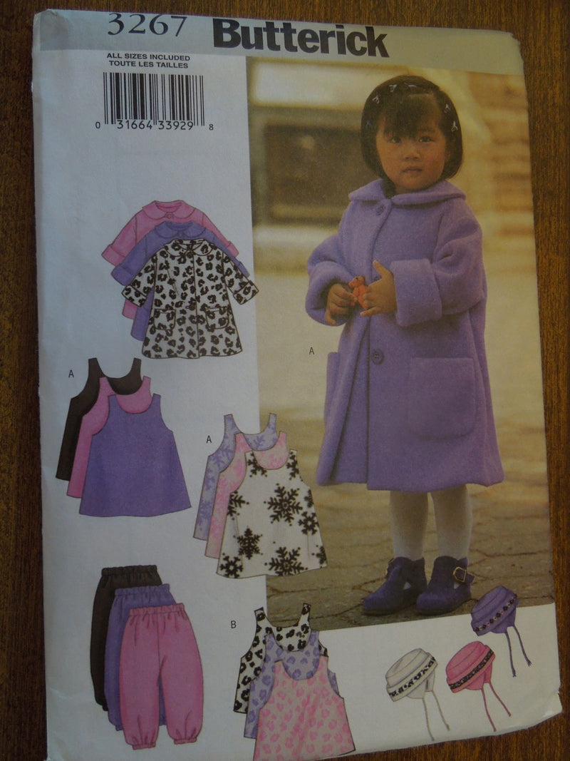 Butterick 3267, Childrens, Separates, Coats, Hats, Uncut Sewing Pattern,
