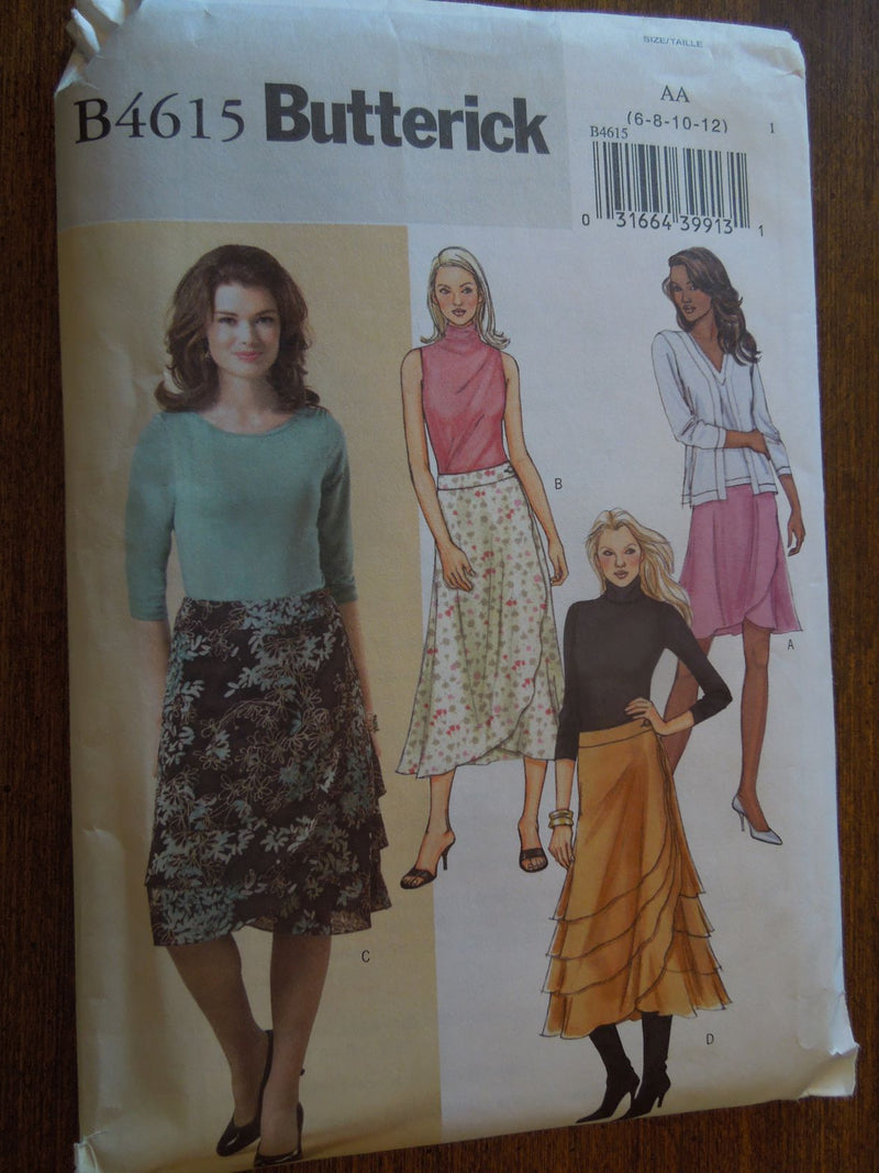 Butterick B4615, Misses, Skirts, wrap style, Uncut Sewing Pattern,