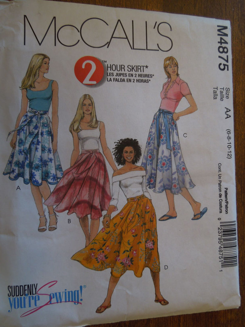 McCalls M4875, Misses Skirts, Uncut Sewing Pattern, sizes 6 to 12