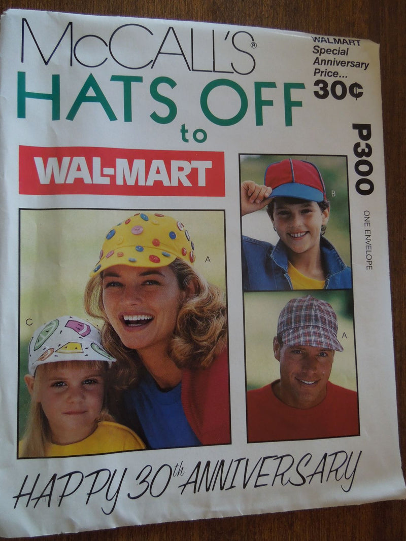 McCalls P300, Caps, Uncut Sewing Pattern