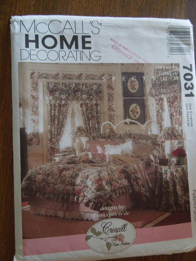 McCalls 7031, Bedding, Window Treatments, Table linens, Uncut Sewing Pattern