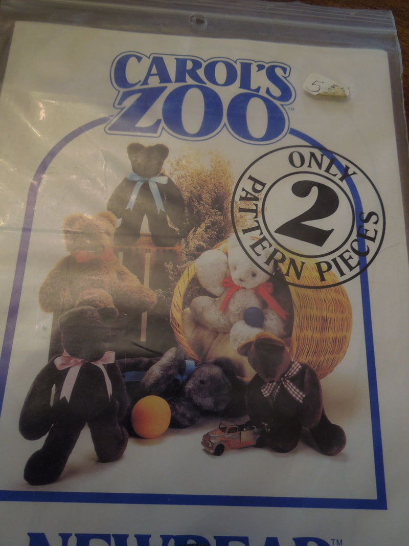 Carol's Zoo Newbear, crafts, stuffed animals, Uncut Sewing Pattern