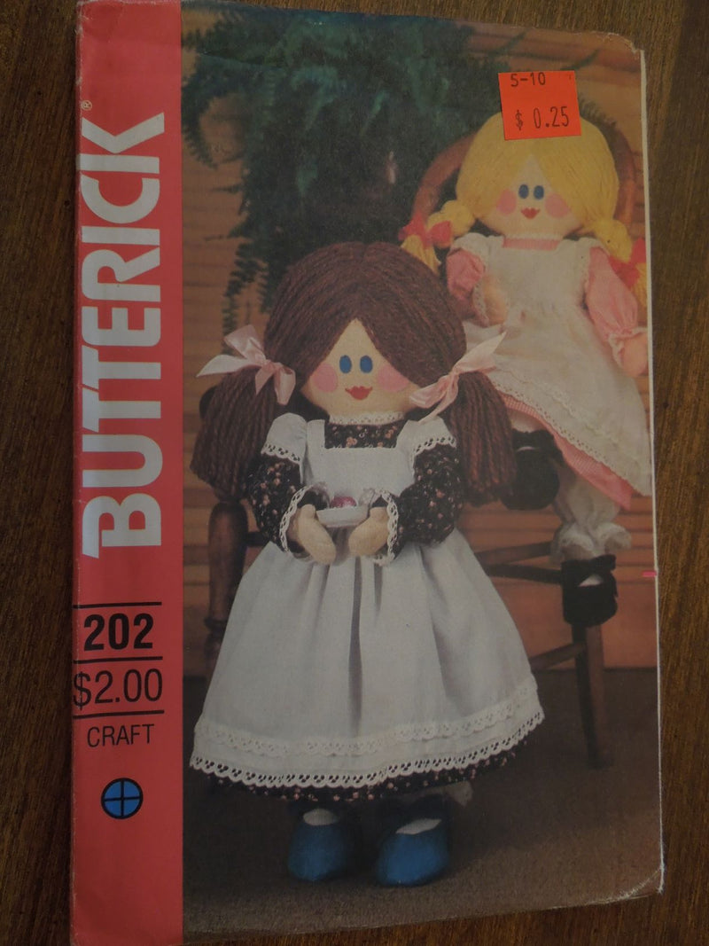 Butterick 202, cloth dolls, crafts, Uncut Sewing Pattern
