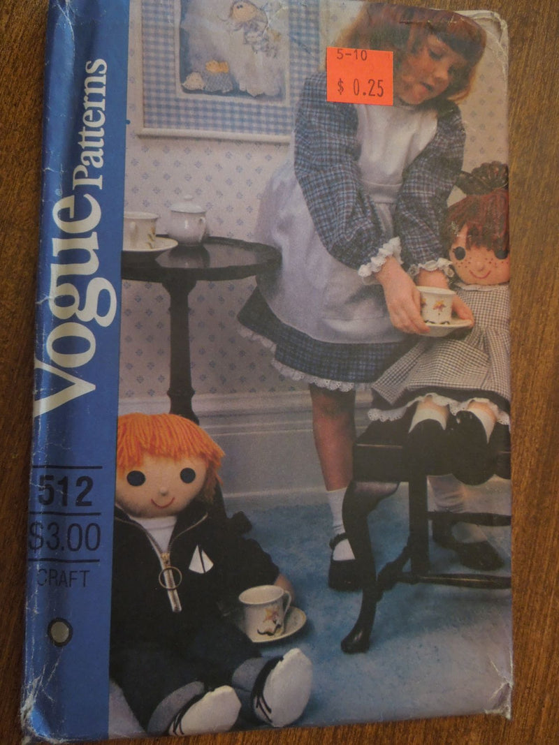 Vogue 512, stuffed dolls, crafts, Uncut Sewing Pattern