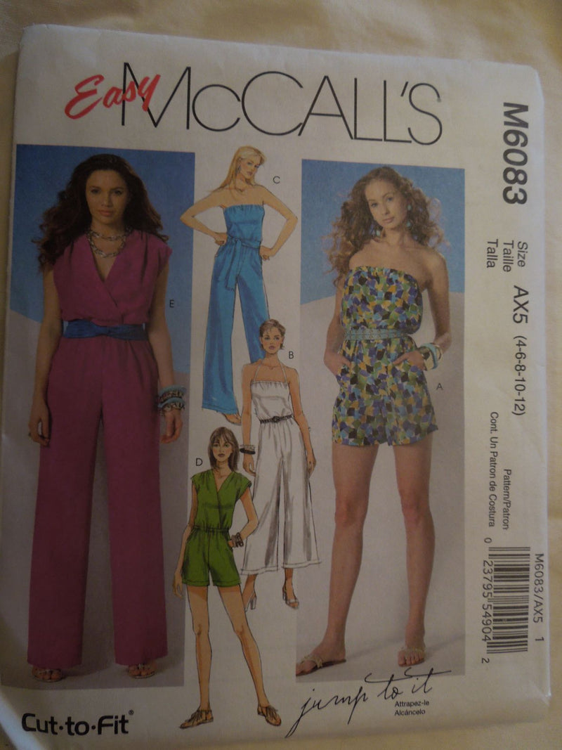 McCalls M6083, Misses Jumpsuits, Uncut Sewing Pattern