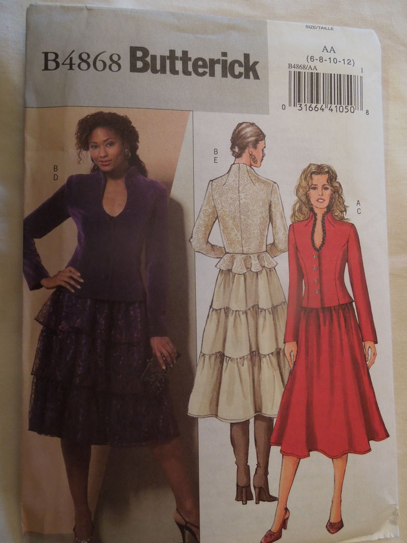 Butterick B4868, Misses, Skirts, Jackets, Evening Wear, Uncut Sewing Pattern