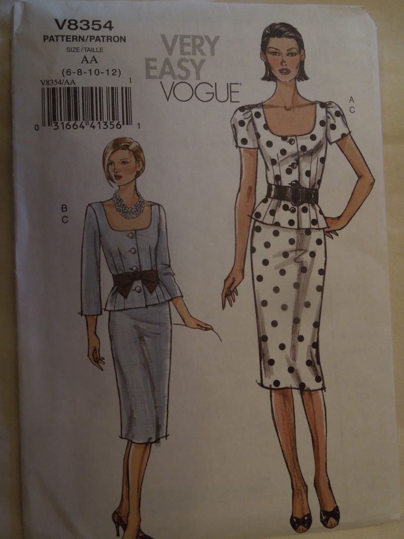 Vogue V8354, Misses Tops, Skirts, Uncut Sewing Pattern