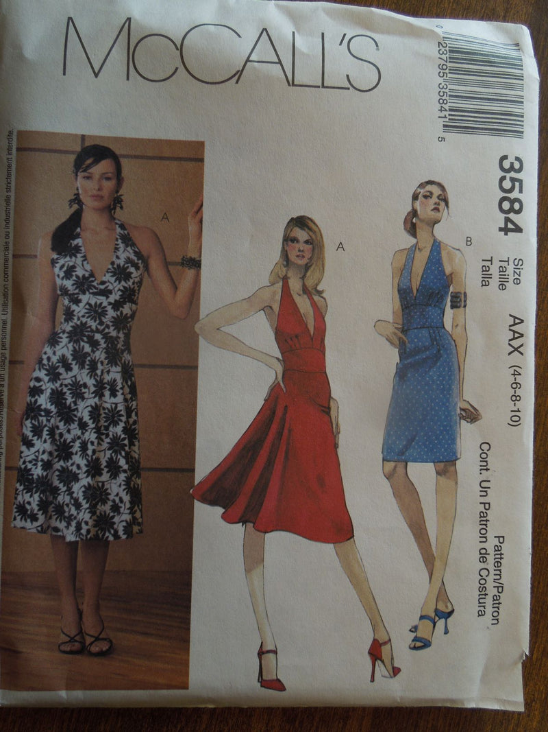 McCalls 3584, Misses Dresses, Evening Wear, Uncut Sewing Pattern