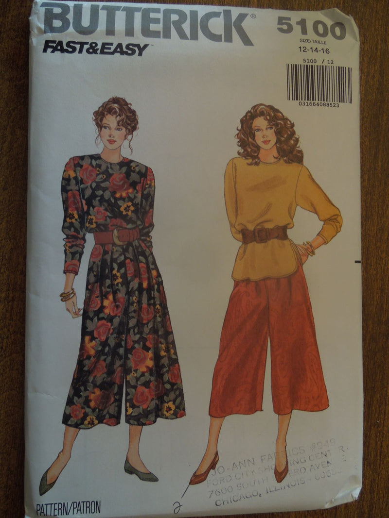 Butterick 5100, Misses, Skirts, Tops, Uncut Sewing Pattern