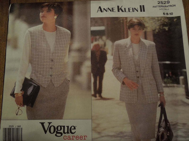 Vogue 2529, Misses, Jackets, Skirts, Vests, Lined, Sz. Varies, Uncut Sewing Pattern