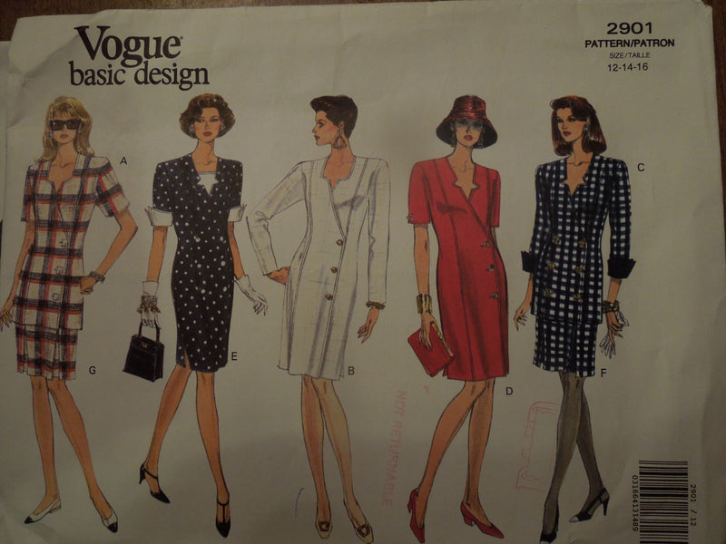 Vogue 2901, Misses, Dresses, Tops, Skirts, Uncut Sewing Pattern