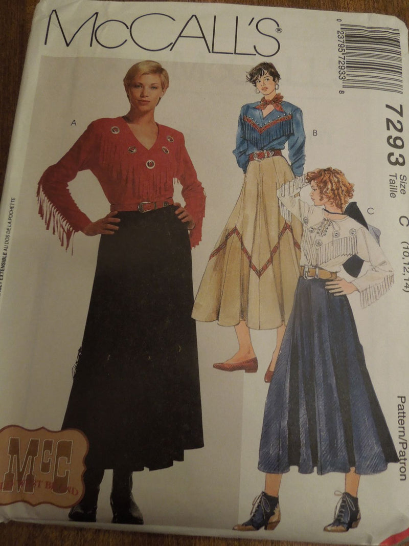 McCalls 7293, Misses, Tops, Skirts,  Uncut Sewing Pattern