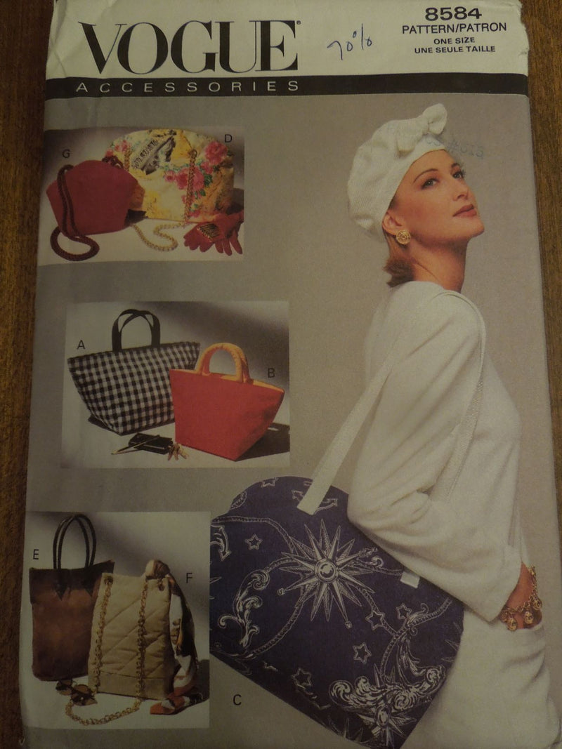 Vogue 8584, handbags, bags, Uncut Sewing Pattern