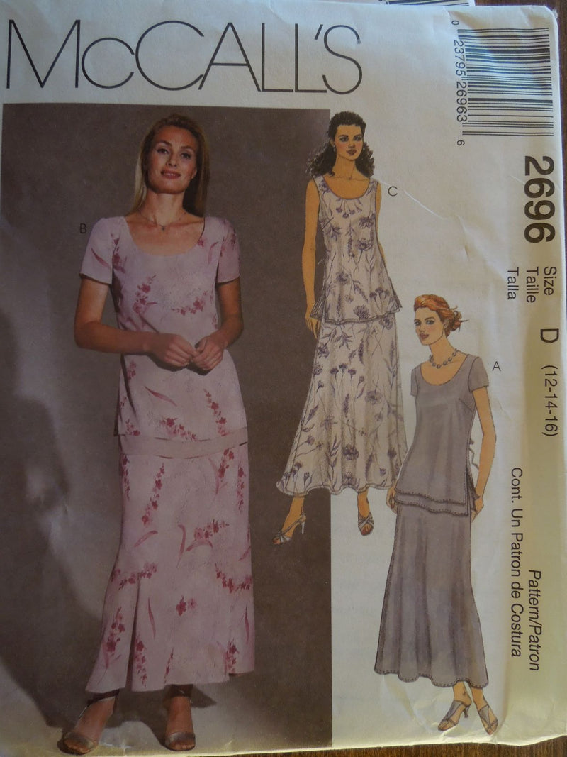 McCalls 2696, Misses Tops, Bias Skirts, Petite, Uncut Sewing Pattern