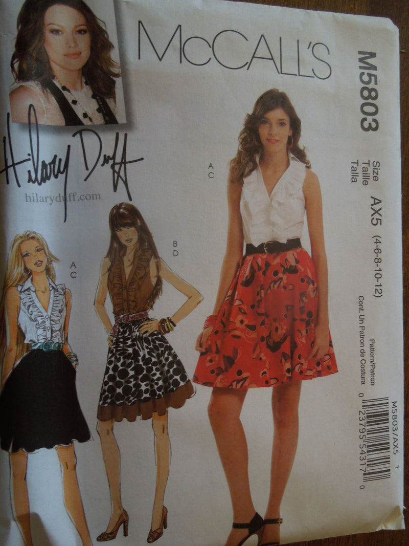 McCalls M5803, Misses, Tops, Skirts,  Uncut Sewing Pattern