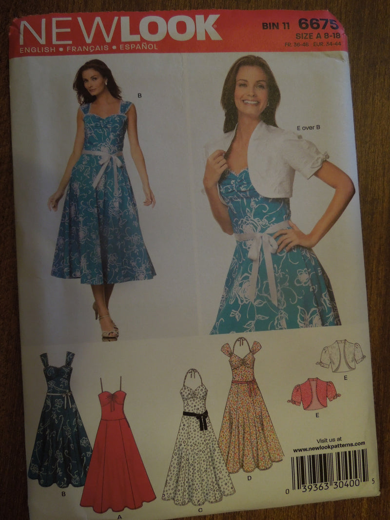 New Look 6675, Misses, Dresses, Shrugs, Uncut Sewing Pattern