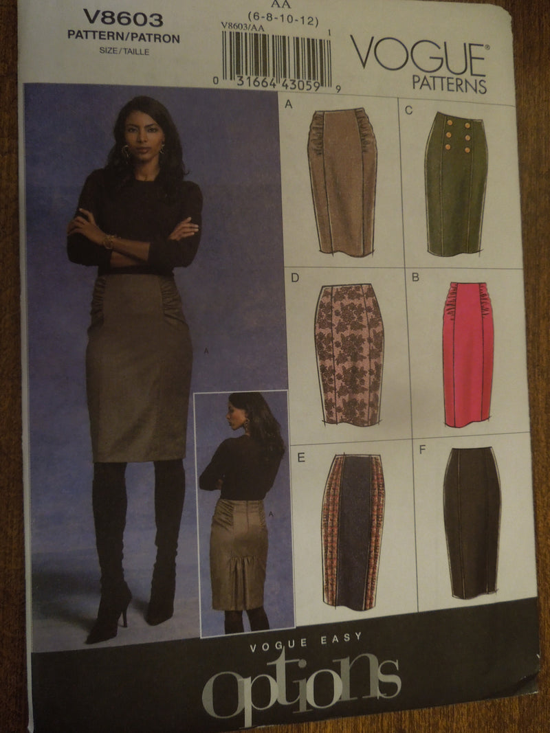 Vogue V8603, Misses, Skirts, lined, Uncut Sewing Pattern