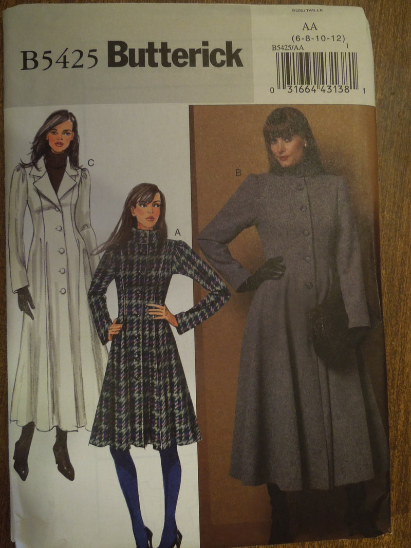 Butterick B5425, Misses Coats, Lined, Uncut Sewing Patterns