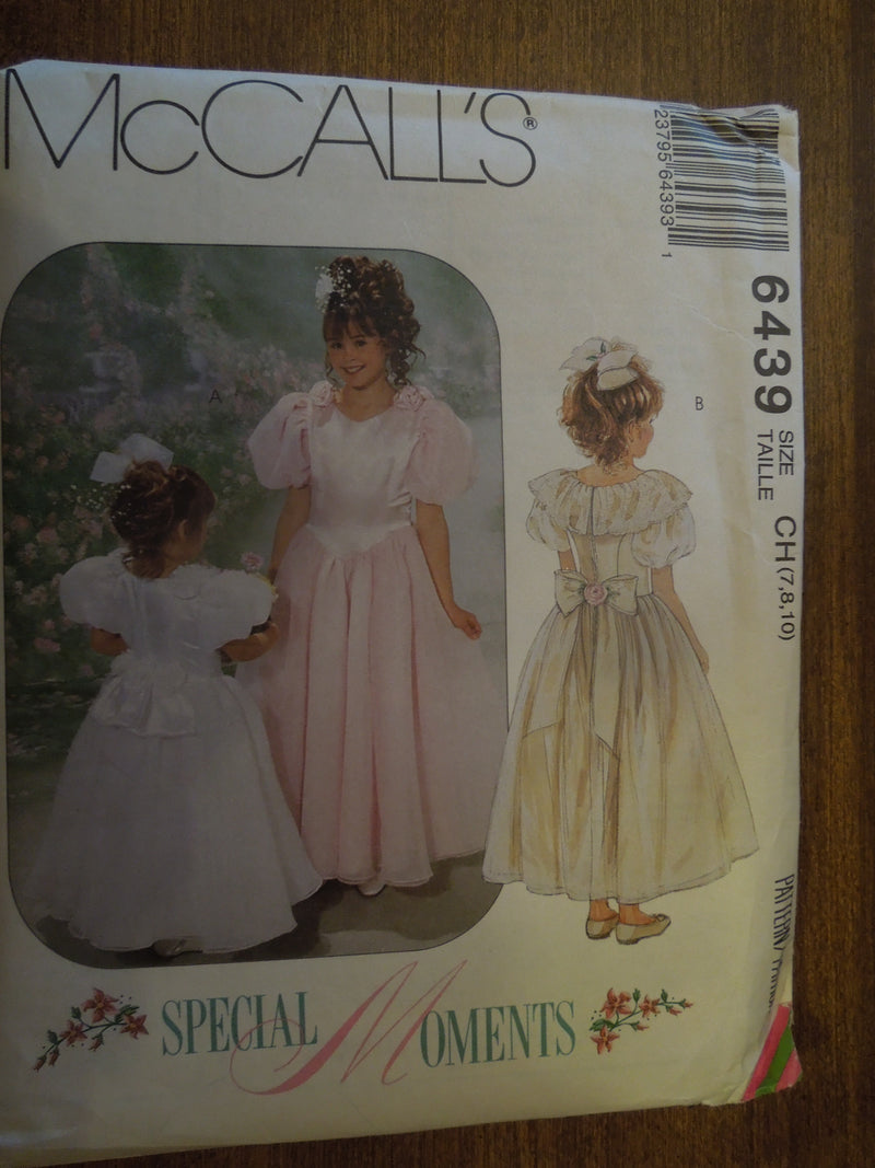 McCalls 6439, girls, dress, evening wear, wedding, Uncut Sewing Pattern