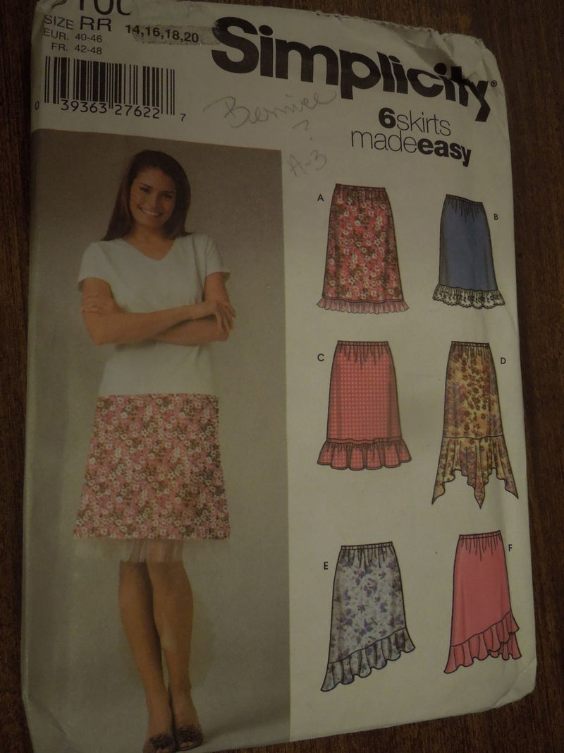 Simplicity 5100, skirts, misses, Uncut Sewing Pattern