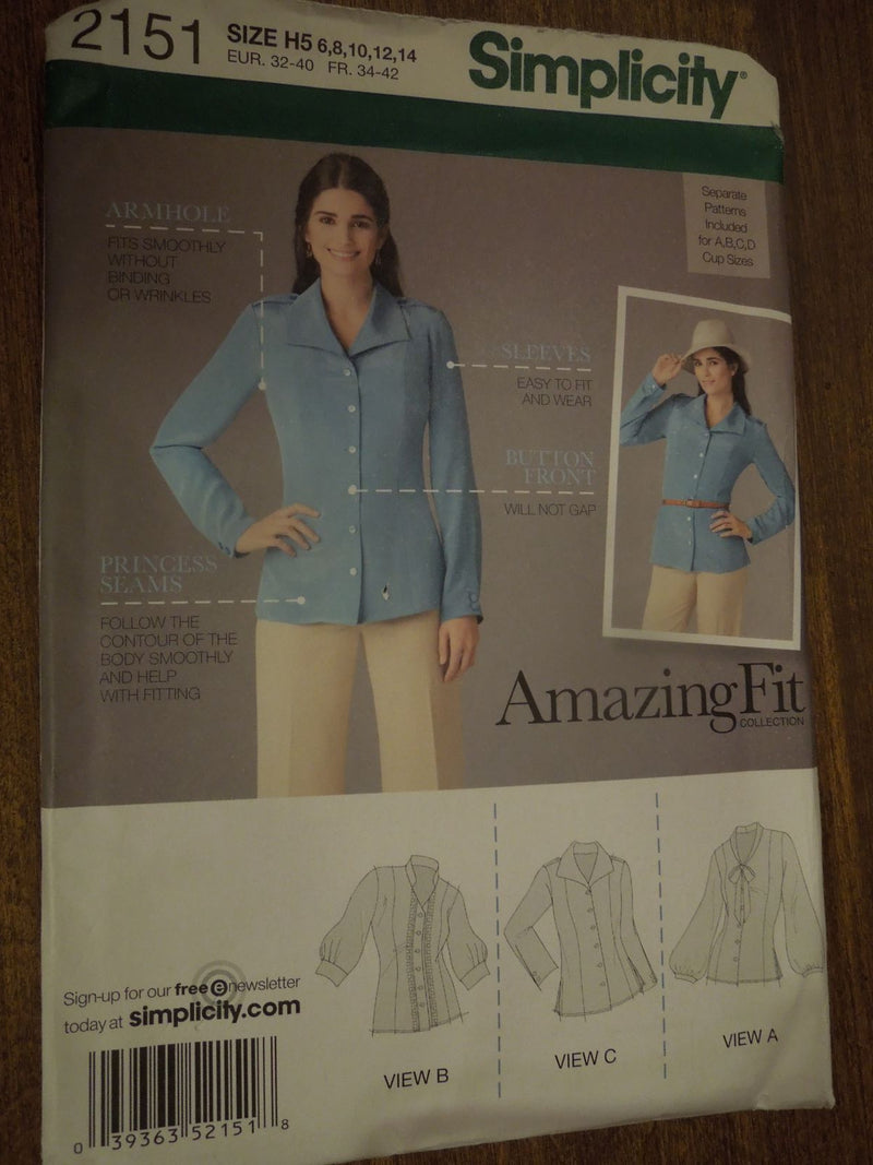 Simplicity 2151, misses, blouses, petite, Uncut Sewing Pattern