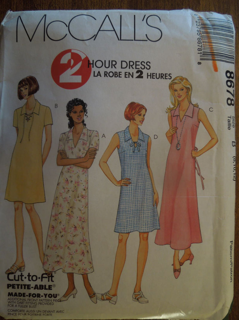 McCalls 8678, petite, misses, dress, Uncut Sewing Pattern