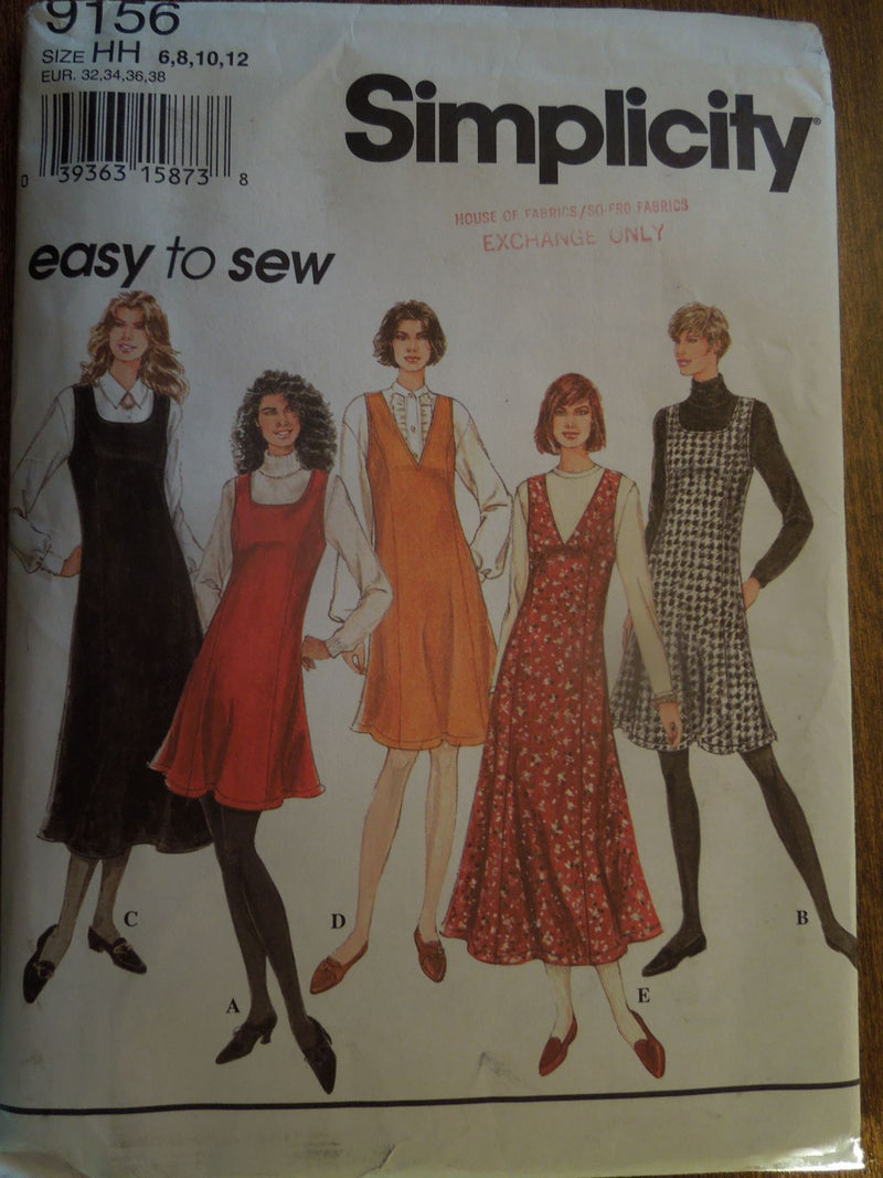 Simplicity 9156, misses, jumpers, petite, Uncut Sewing Pattern