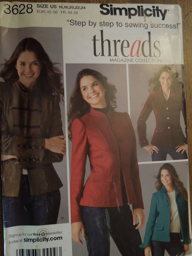Simplicity 3628, Misses Jackets, Lined, Uncut Sewing Pattern