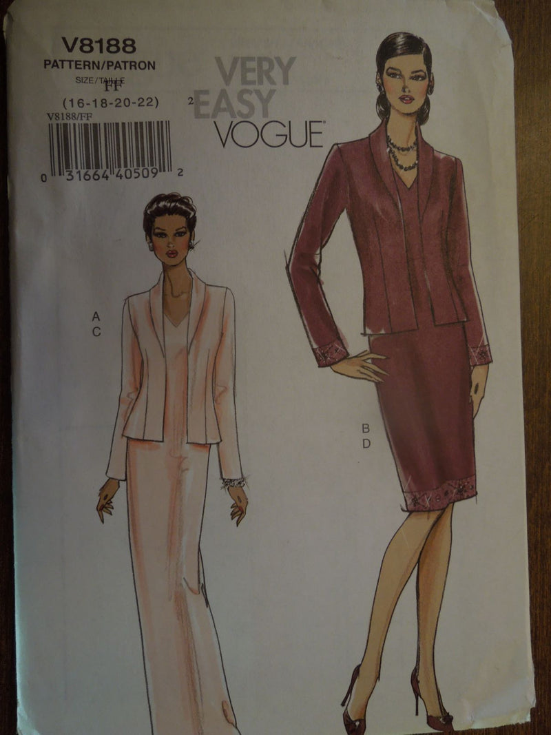 Vogue V8188, Misses Dresses, Evening Wear, Petite, Uncut Sewing Pattern