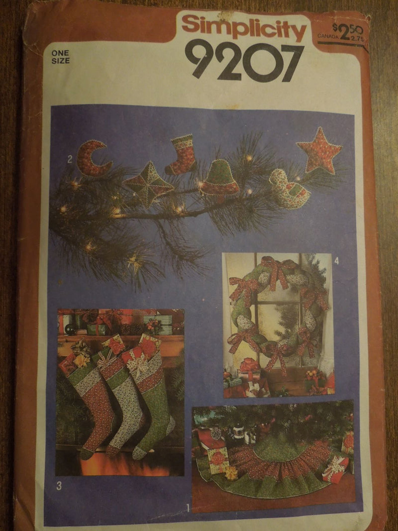 Simplicity 9207, Crafts, Christmas decorations, Holiday decor, Uncut Sewing Pattern
