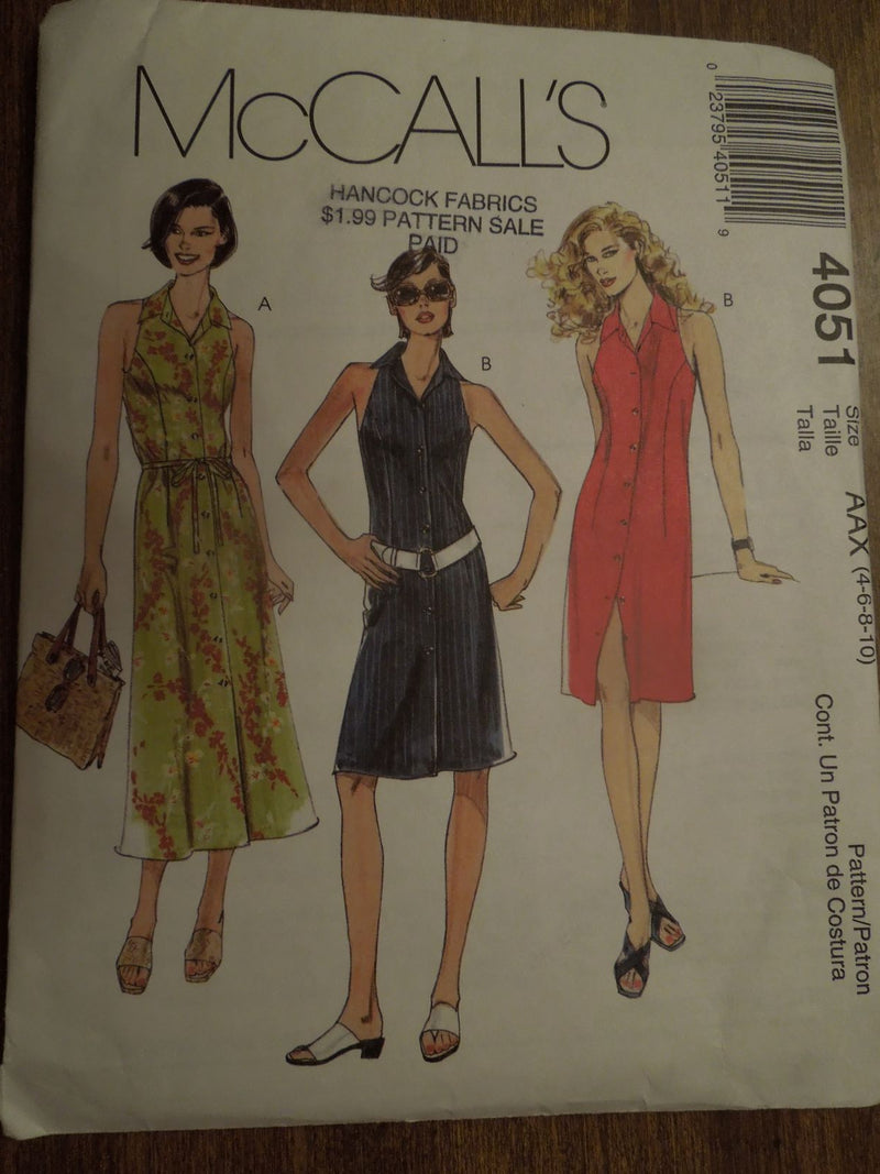 McCalls 4051, Misses Dresses, Uncut Sewing Pattern