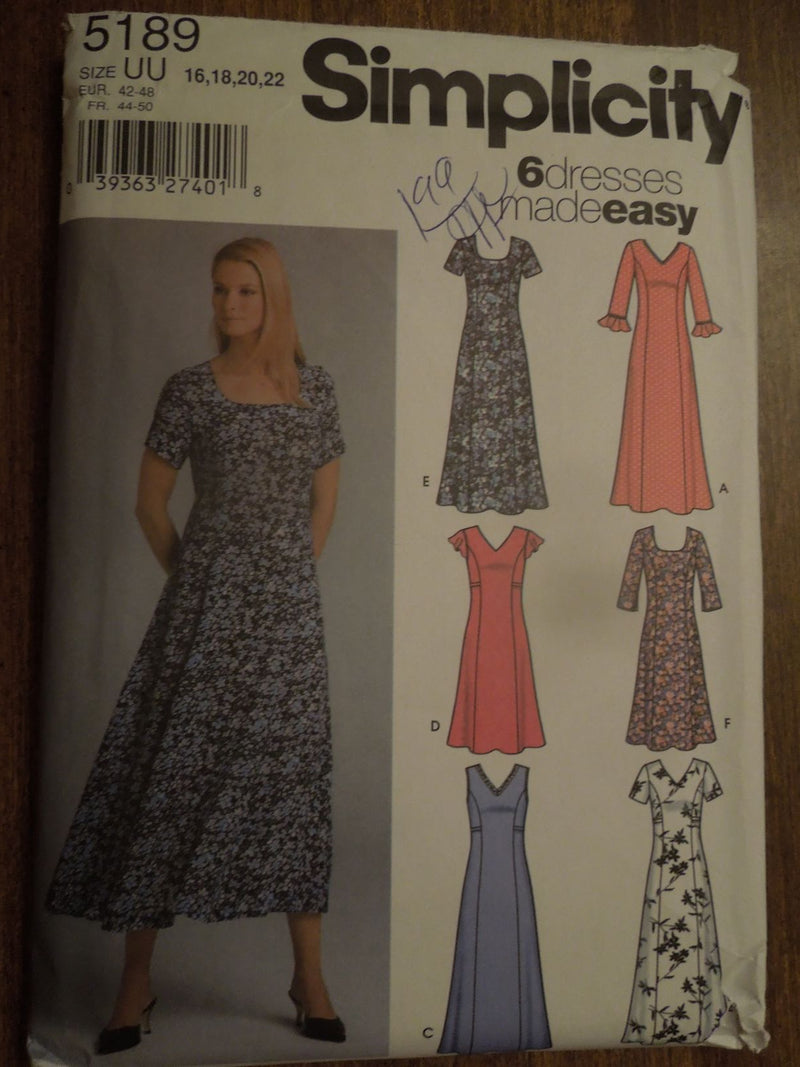 Simplicity 5189, Misses, Dresses, Pullover Style, Petite-able, Uncut Sewing Pattern