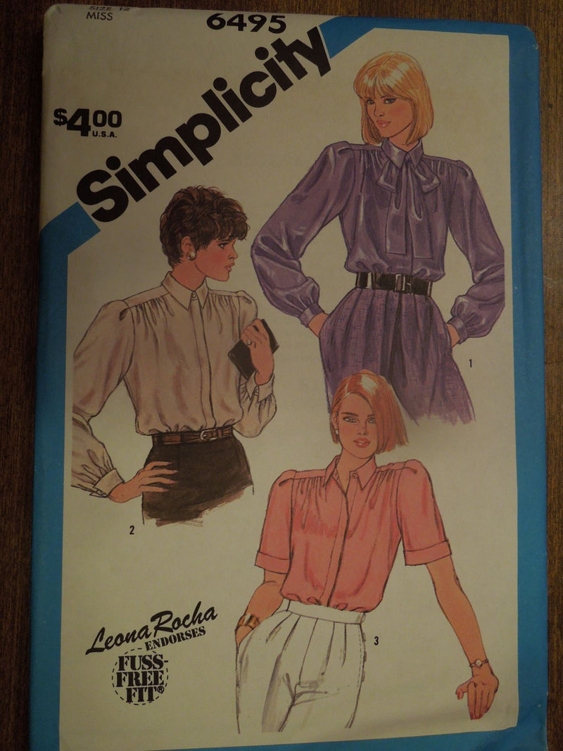 Simplicity 6495, Misses, Blouses, Uncut Sewing Pattern