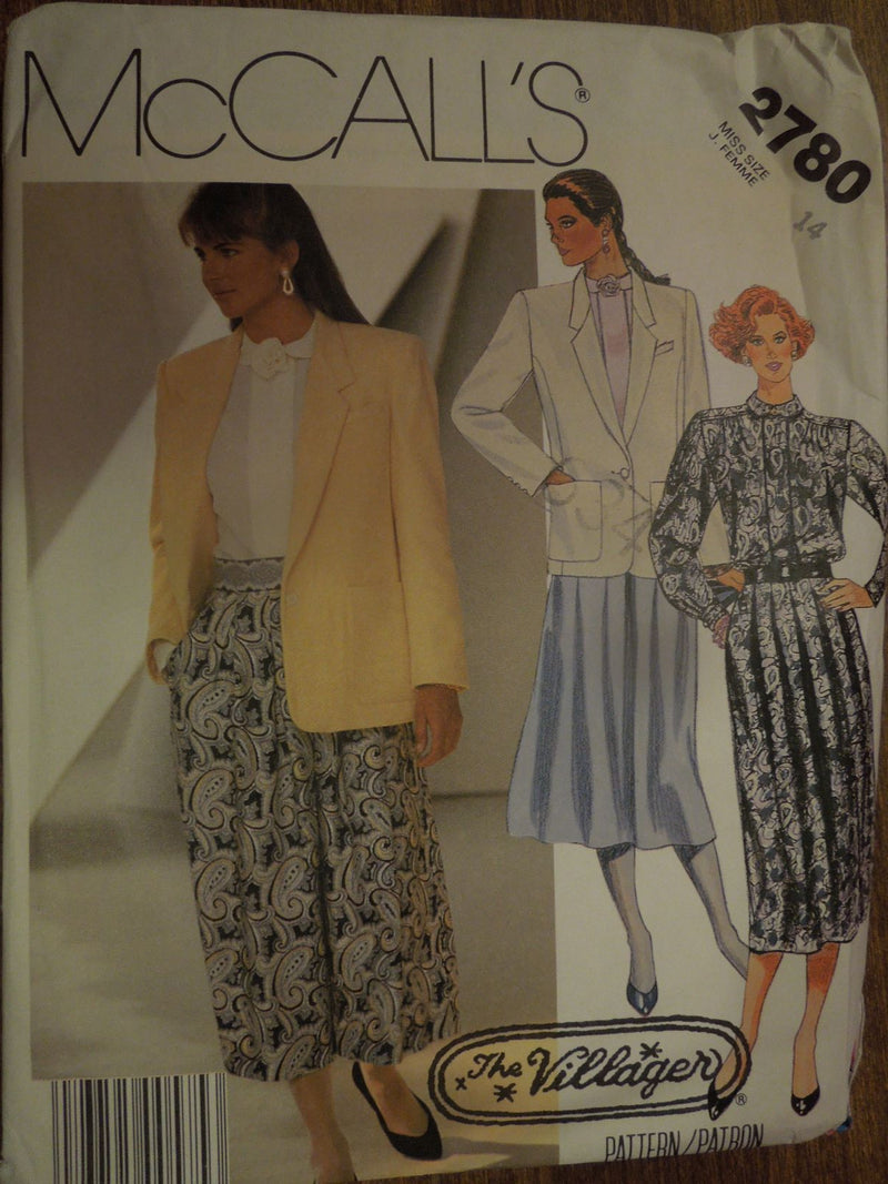 McCalls 2780, misses, lined jacket, separates, Uncut Sewing Pattern
