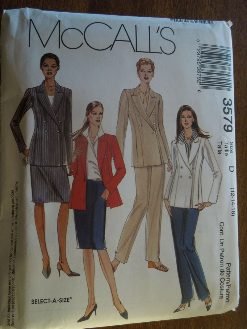 McCalls 3579, Misses, Separates, Lined Jackets, Petite, Uncut Sewing Pattern, Size varies