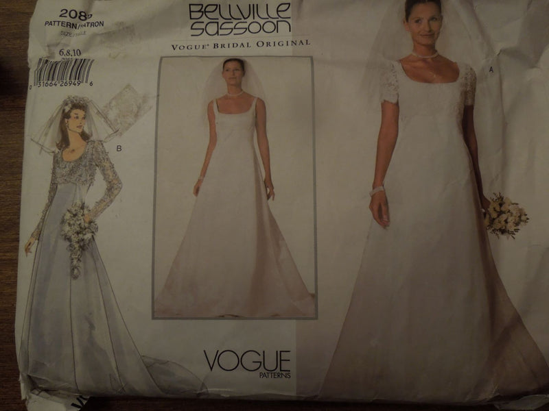 Vogue 2085, Misses Bridal Gowns, Jacket, Uncut Sewing Pattern