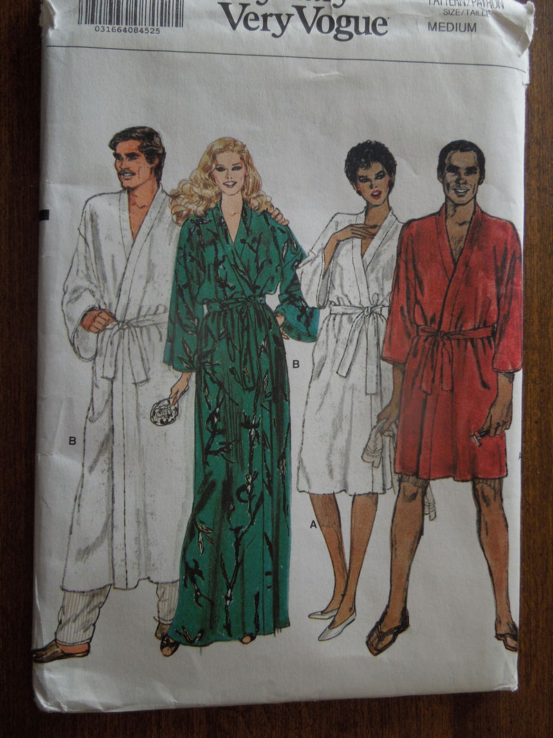 Vogue 8155, Mens, Misses, Robes, In two lengths, Uncut Sewing Pattern, Sz varies