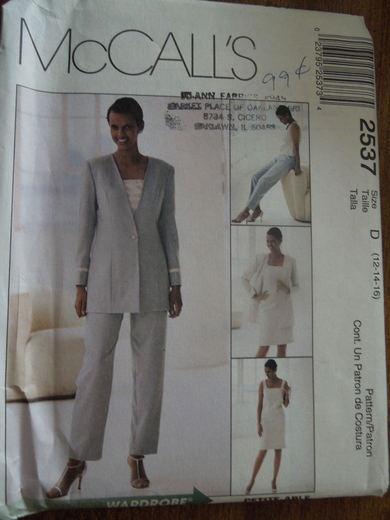 McCalls 2537, Misses, Separates, Lined Jackets, Uncut Sewing Pattern