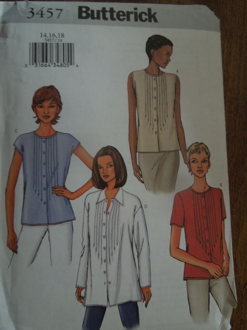 Butterick 3457, Misses, Blouses, Uncut Sewing Pattern, Size 14 to 18