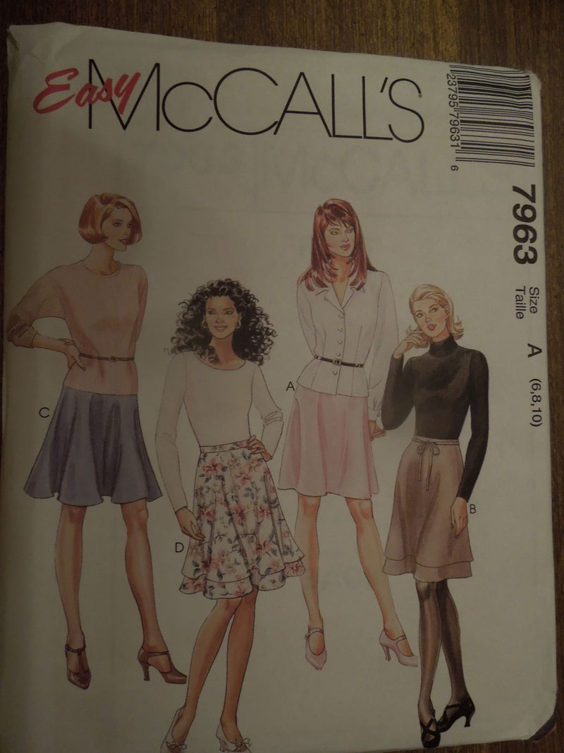 McCalls 7963, Misses, Skirts, Size 6 to 10, Uncut Sewing Pattern